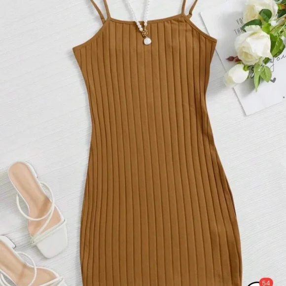 Elegant Tan Sleeveless Dress - Picture 1 of 2